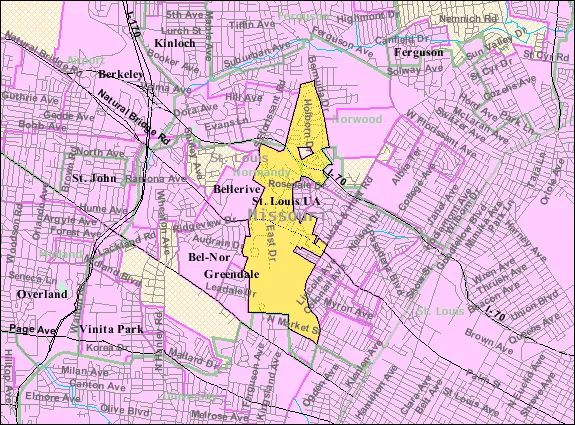 U.S. Census 2000 reference map for Normandy, Missouri