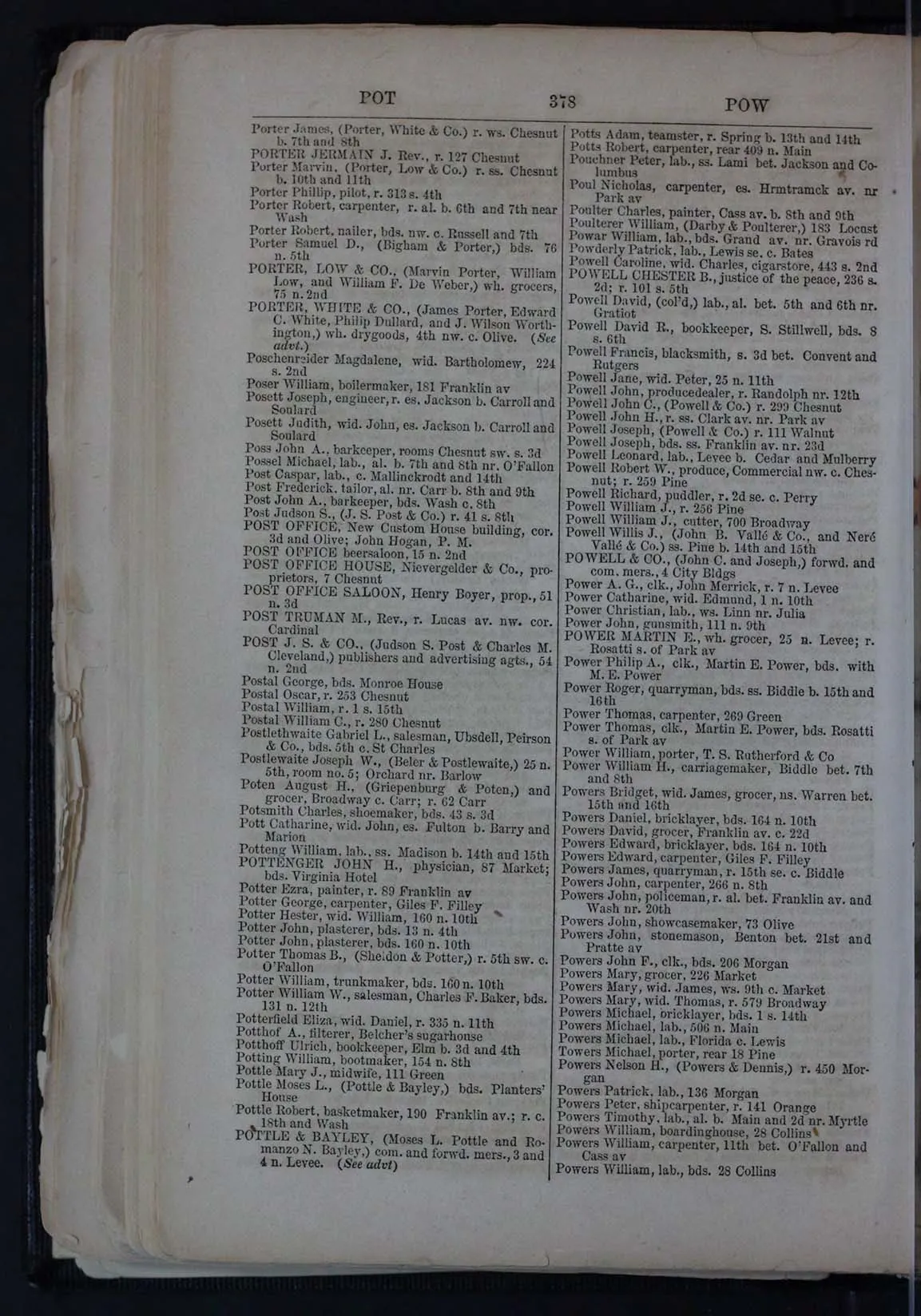 City directory entry for Joseph W. Postlewaite, 1859