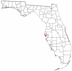 Locator map of Kenneth City, Florida (adapted from Wikipedia's Florida county maps by Seth Ilys).