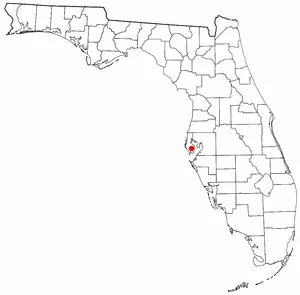 Locator map of West and East Lealman, Florida (adapted from Wikipedia's Florida county maps by Seth Ilys).