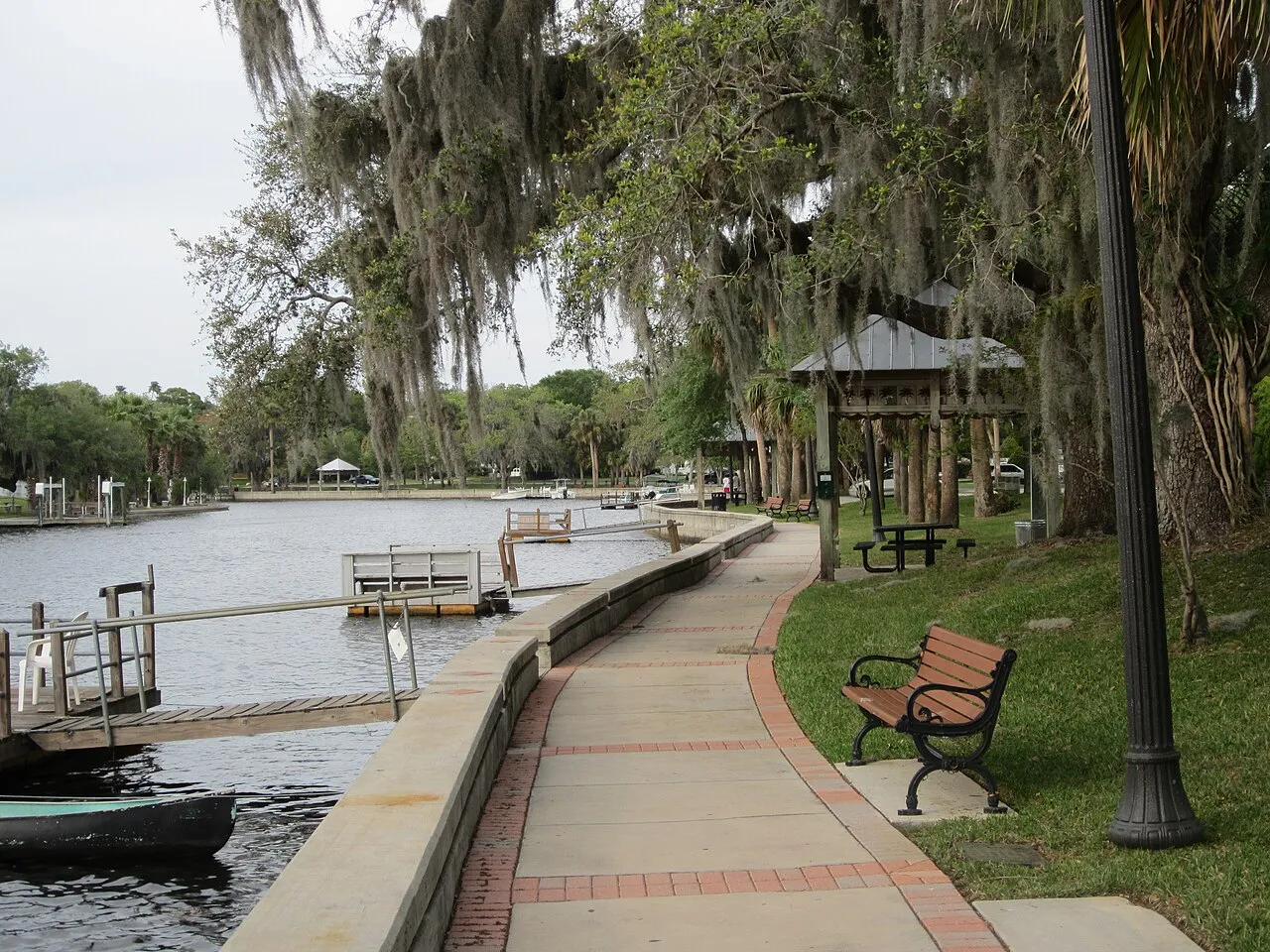 Public park along the Cotee River in New Port Richey, Florida, USA.