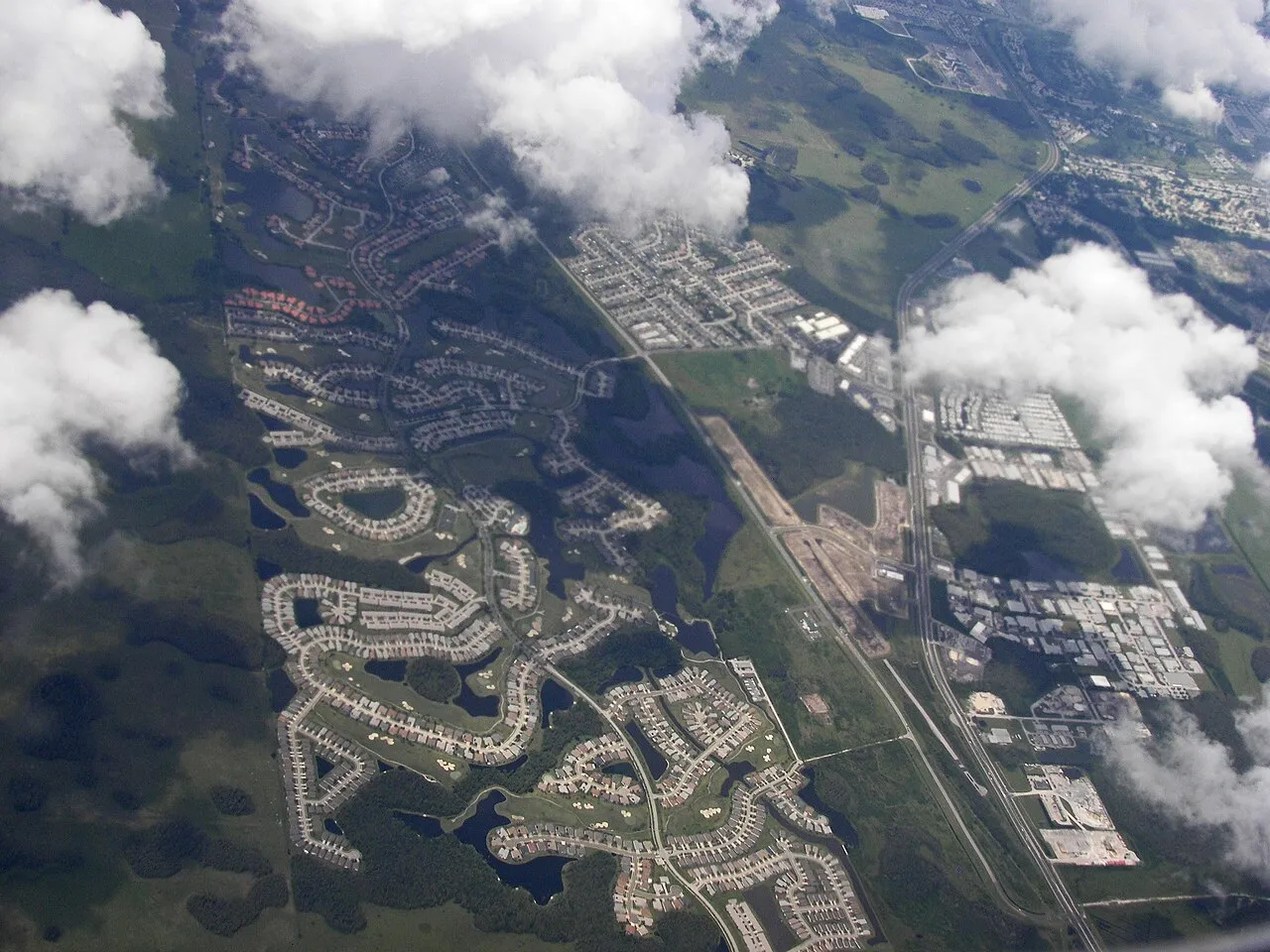 Aerial view of the former Tampa Bay Executive Airport in Odessa, Pasco County, Florida.