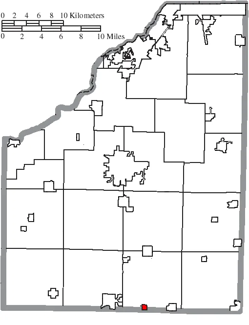 Map of Wood County Ohio Highlighting Bairdstown Village.