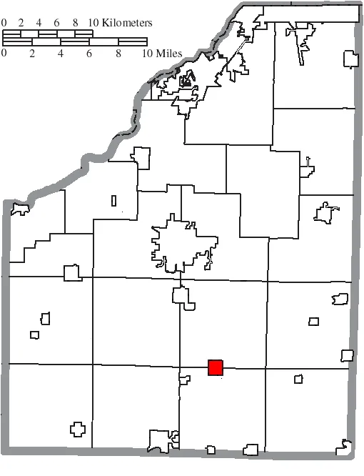 Map of Wood County Ohio Highlighting Jerry City Village.