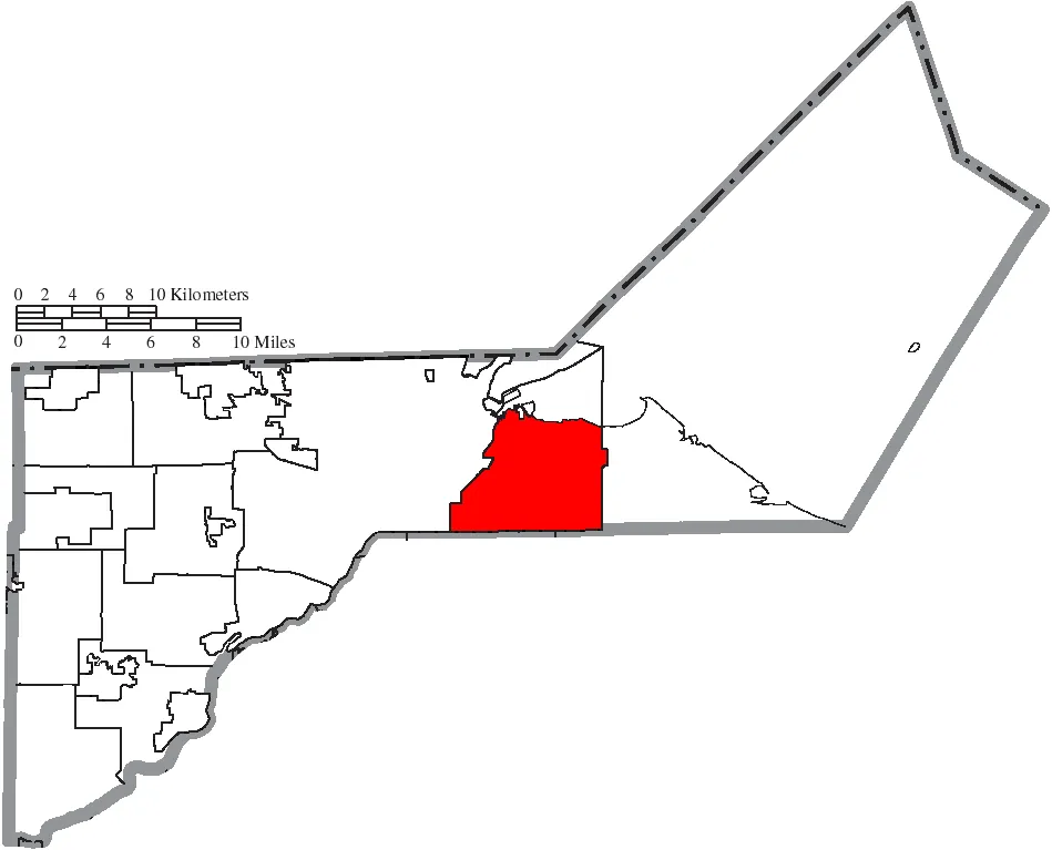 Map of Lucas County Ohio Highlighting Oregon City.