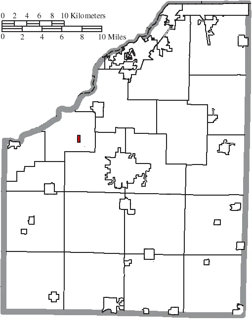 Map of Wood County Ohio Highlighting Tontogany Village.