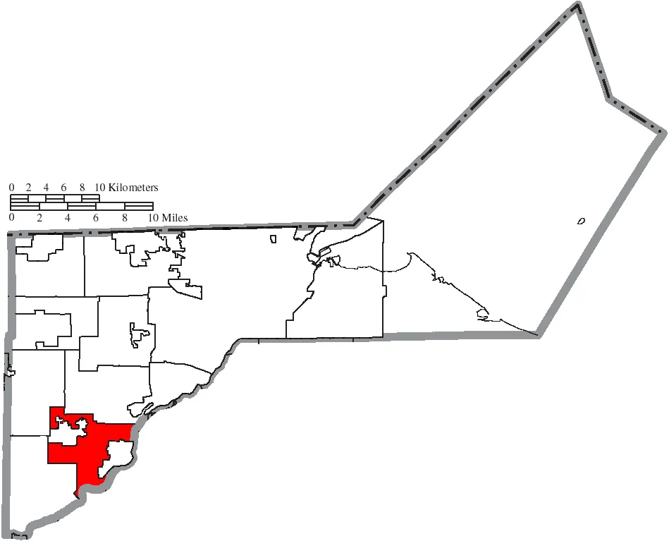 Map of Lucas County Ohio Highlighting Waterville Township.