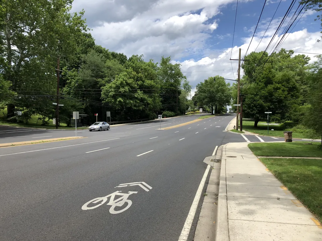 View north along Maryland State Route 185 (Connecticut Avenue) just south of Franklin Street in Chevy Chase View, Montgomery County, Maryland