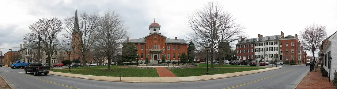 City Hall along North Court Street in Frederick, MD