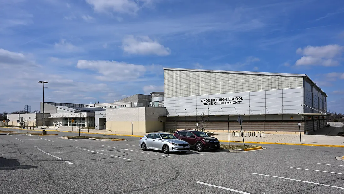 Oxon Hill High School building, "Home of Champions" in Prince George's County. 6701 Leyte Drive, Oxon Hill, Maryland 20745.