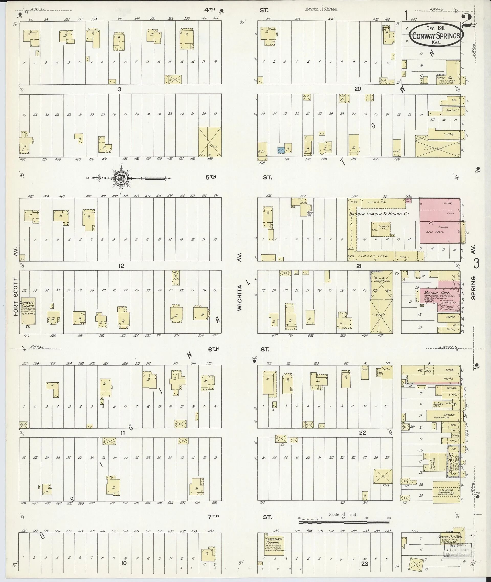 Sanborn Fire Insurance Map from Conway Springs, Summer County, Kansas, 1911, Plate 0002