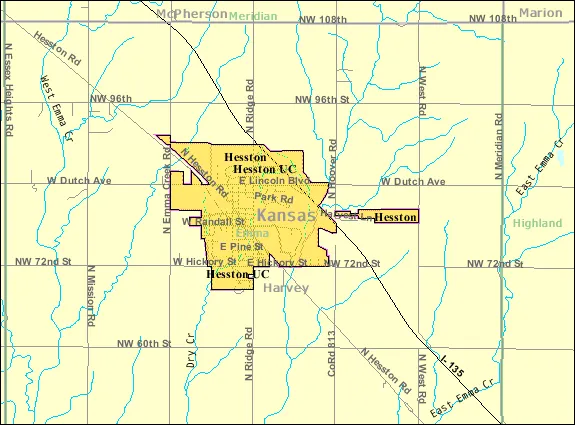 Map of Hesston, Kansas