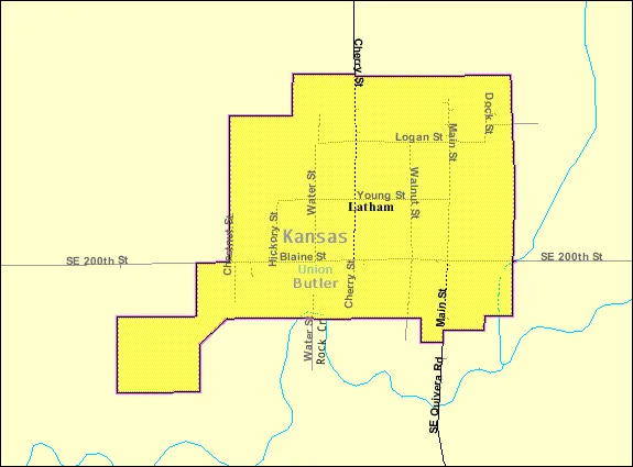 Detailed map of Latham, Kansas