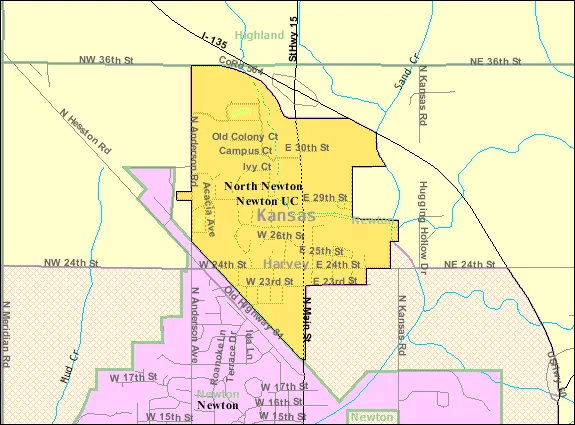 Detailed map of North Newton, Kansas