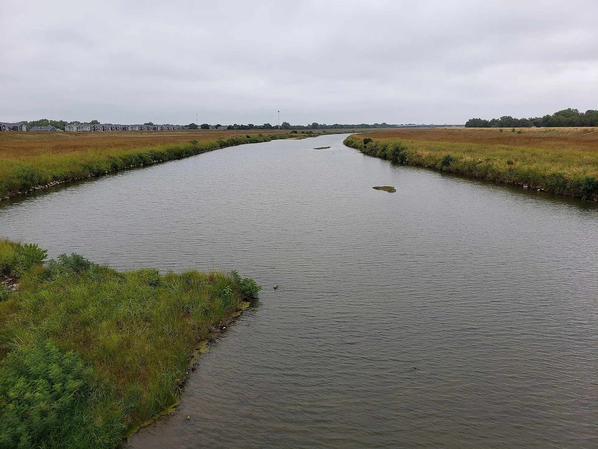 Upstream view of the Big Ditch from the Central Avenue bridge in Wichita, Kansas, USA