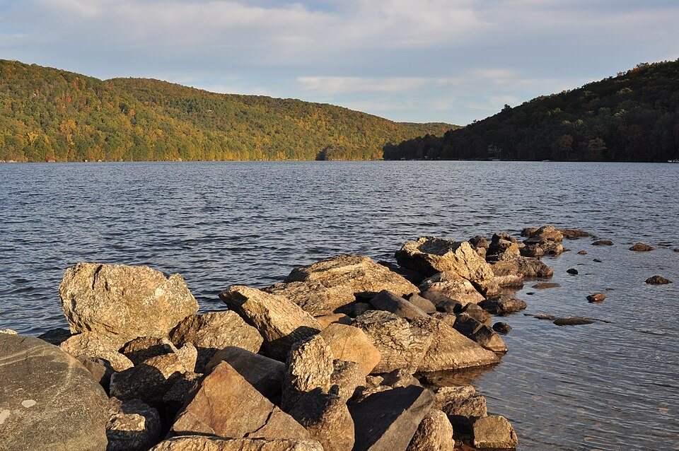 Squantz Pond on an autumn morning in New Fairfield