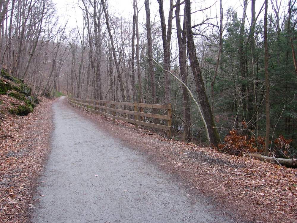Housatonic Rail Trail along the Pequonnock River in Trumbull